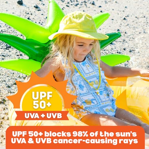 SwimZip Wide Brim Sun Hat | UPF 50+ Protection for Baby, Toddler, and Kids Yellow - Image 4