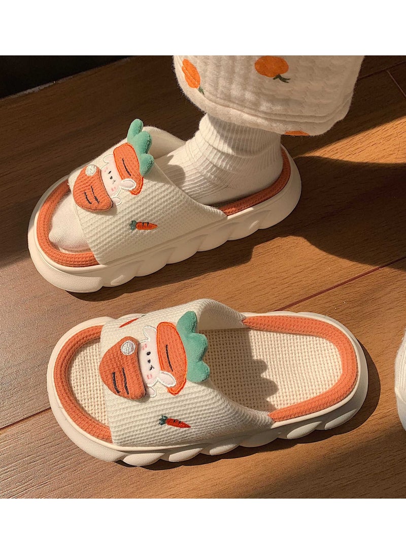 Cute carrot rabbit linen home slippers