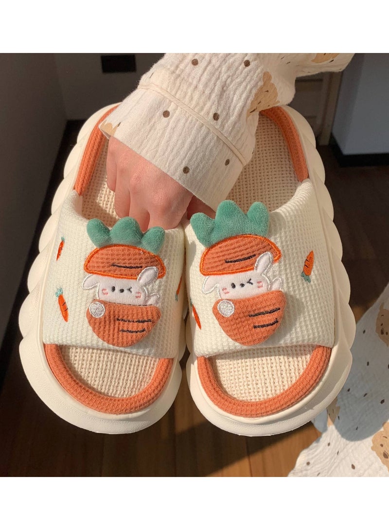 Cute carrot rabbit linen home slippers