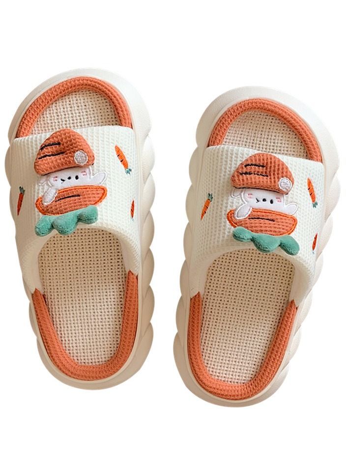 Cute carrot rabbit linen home slippers