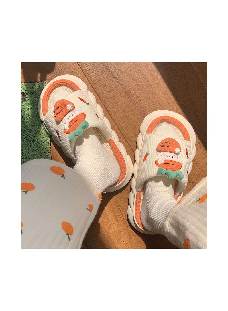 Cute carrot rabbit linen home slippers