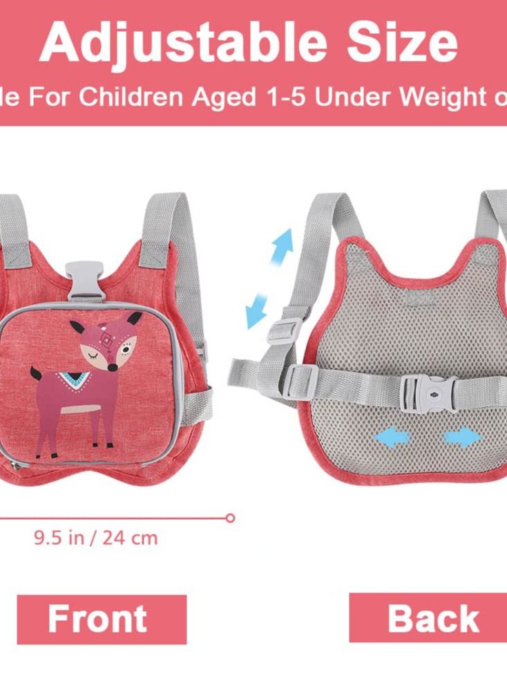 XiuWoo Toddler Harness Leash + Anti Lost Wrist Link, Kids Harnesses Children Leashes for Girls, Cute Deer Baby Walking Holder Anti-Lost Bracelet Strap Tether Outdoor (Pink) - Image 2