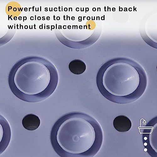 Niwlix Bath Mat for Bathroom Anti Slip with Foot Scrubber Bath Room Shower Mat Silicone Drain Holes & Suction Mat for Bathroom-Toilat - Blue - Image 5