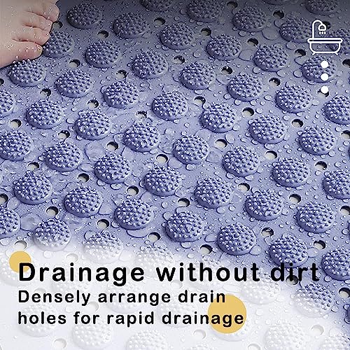 Niwlix Bath Mat for Bathroom Anti Slip with Foot Scrubber Bath Room Shower Mat Silicone Drain Holes & Suction Mat for Bathroom-Toilat - Blue - Image 3