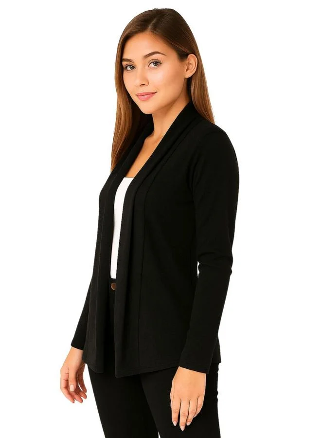 PAUSE Pause Black Solid Open Front Shrug