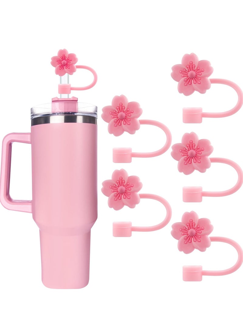 Generic - 5Pcs 0.4in/10mm Diameter Silicone Straw Covers Cap Compatible with Stanley 20 30&40 Oz Cup, Straw Toppers for Stanley 40 Oz Tumbler with Handle, Dust-Proof Straw Caps for Water Bottle - Pink - Image 1