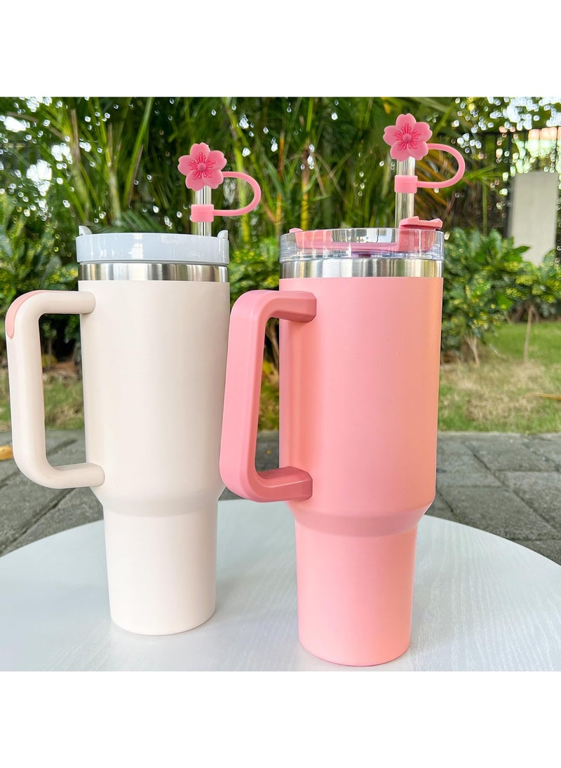 Generic - 5Pcs 0.4in/10mm Diameter Silicone Straw Covers Cap Compatible with Stanley 20 30&40 Oz Cup, Straw Toppers for Stanley 40 Oz Tumbler with Handle, Dust-Proof Straw Caps for Water Bottle - Pink - Image 1