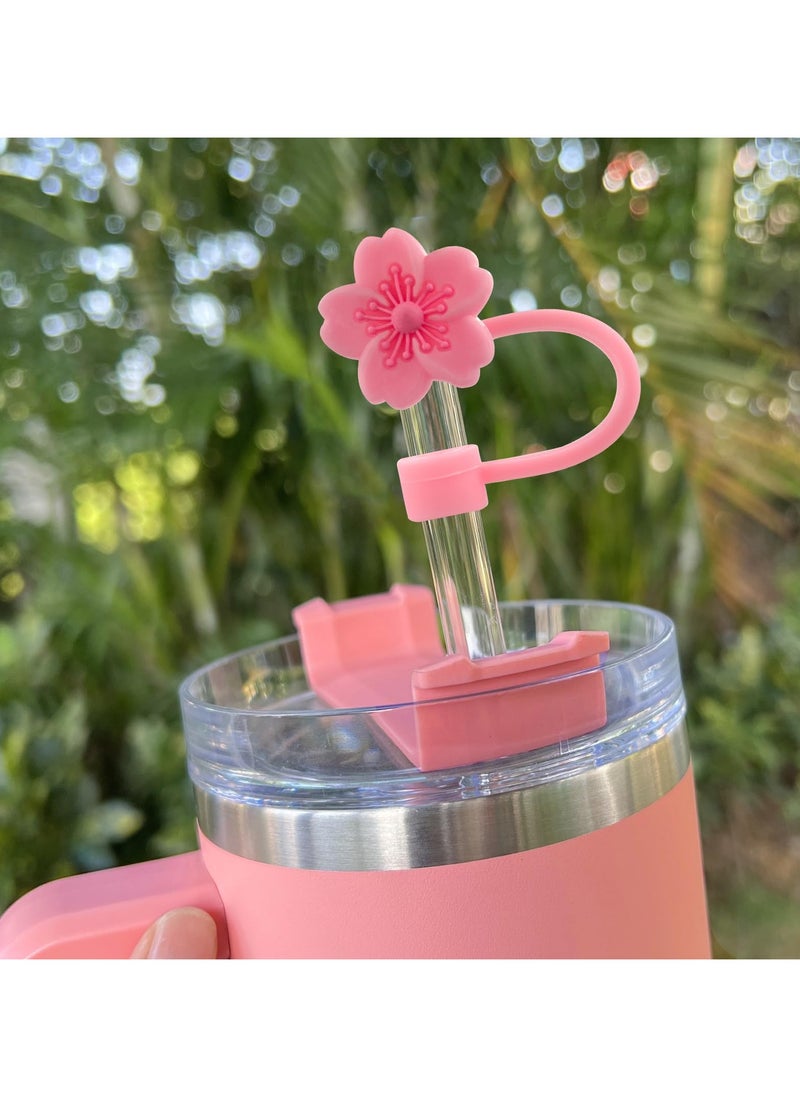 Generic - 5Pcs 0.4in/10mm Diameter Silicone Straw Covers Cap Compatible with Stanley 20 30&40 Oz Cup, Straw Toppers for Stanley 40 Oz Tumbler with Handle, Dust-Proof Straw Caps for Water Bottle - Pink - Image 1