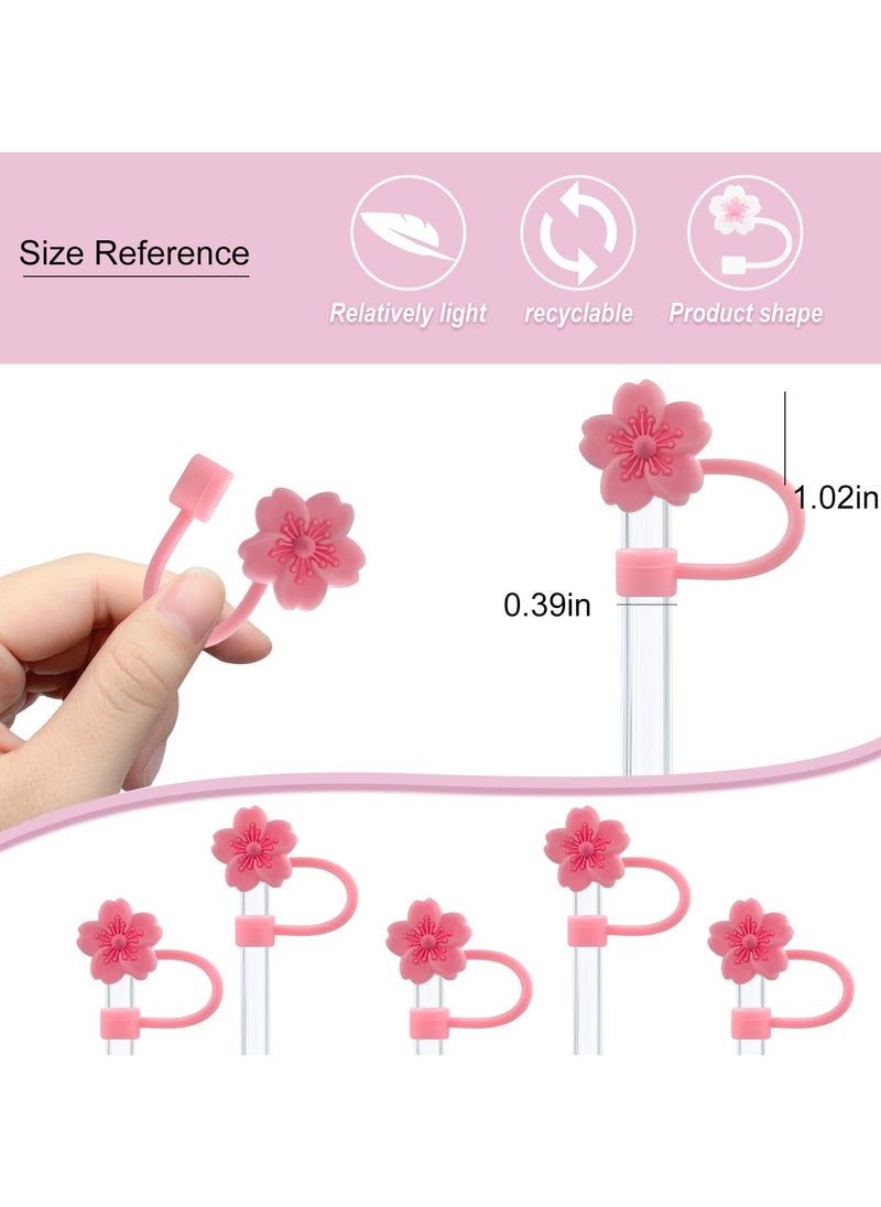 Generic - 5Pcs 0.4in/10mm Diameter Silicone Straw Covers Cap Compatible with Stanley 20 30&40 Oz Cup, Straw Toppers for Stanley 40 Oz Tumbler with Handle, Dust-Proof Straw Caps for Water Bottle - Pink - Image 1