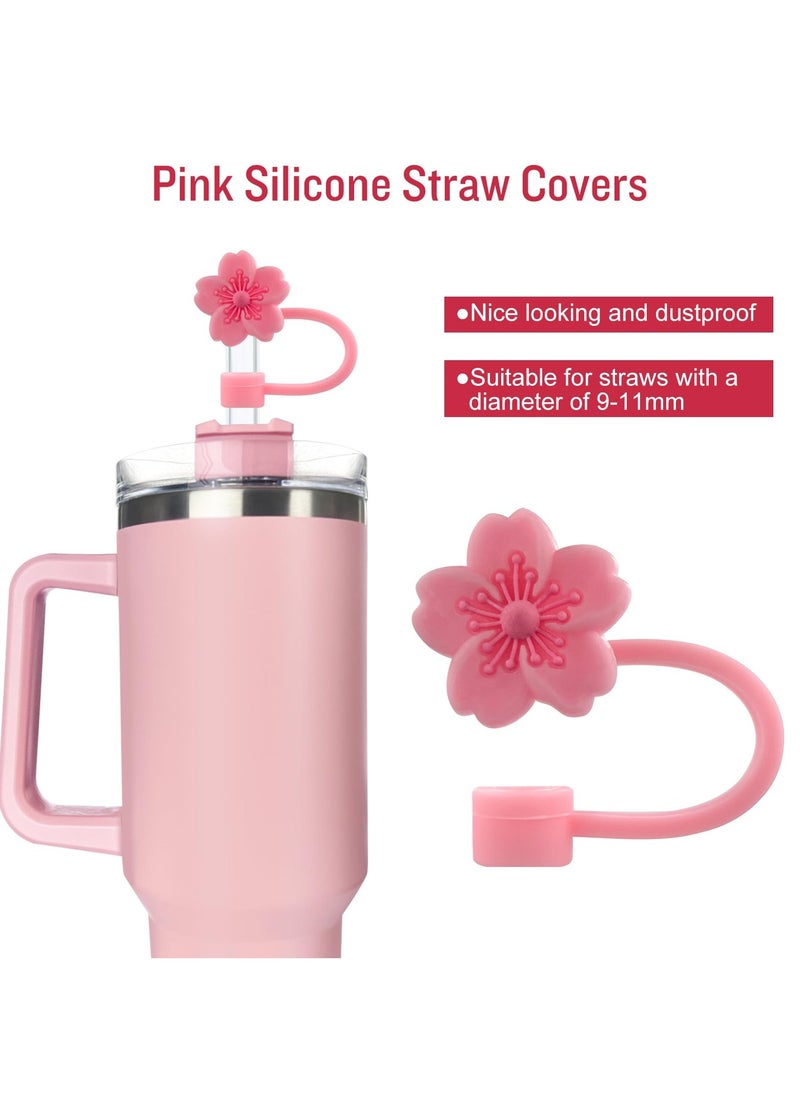 Generic - 5Pcs 0.4in/10mm Diameter Silicone Straw Covers Cap Compatible with Stanley 20 30&40 Oz Cup, Straw Toppers for Stanley 40 Oz Tumbler with Handle, Dust-Proof Straw Caps for Water Bottle - Pink - Image 1