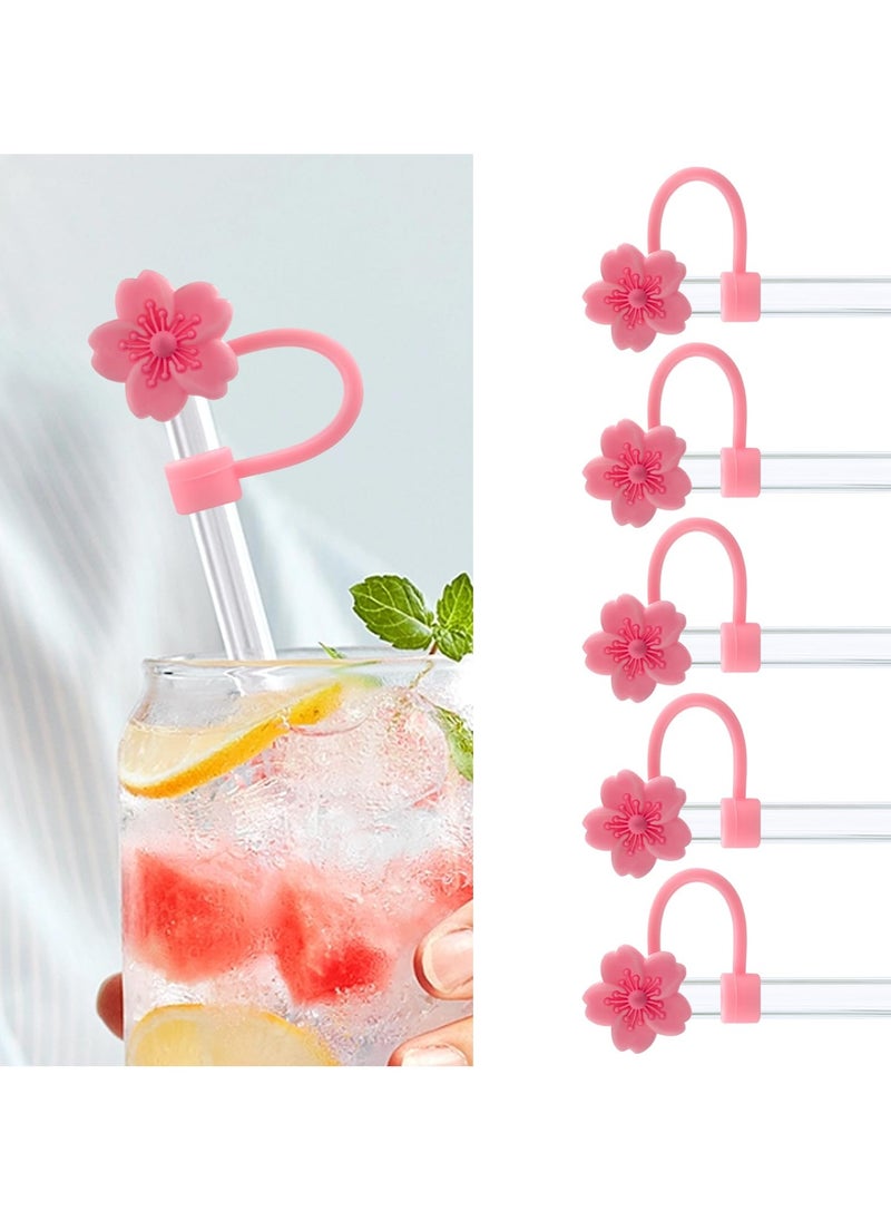 Generic - 5Pcs 0.4in/10mm Diameter Silicone Straw Covers Cap Compatible with Stanley 20 30&40 Oz Cup, Straw Toppers for Stanley 40 Oz Tumbler with Handle, Dust-Proof Straw Caps for Water Bottle - Pink - Image 1