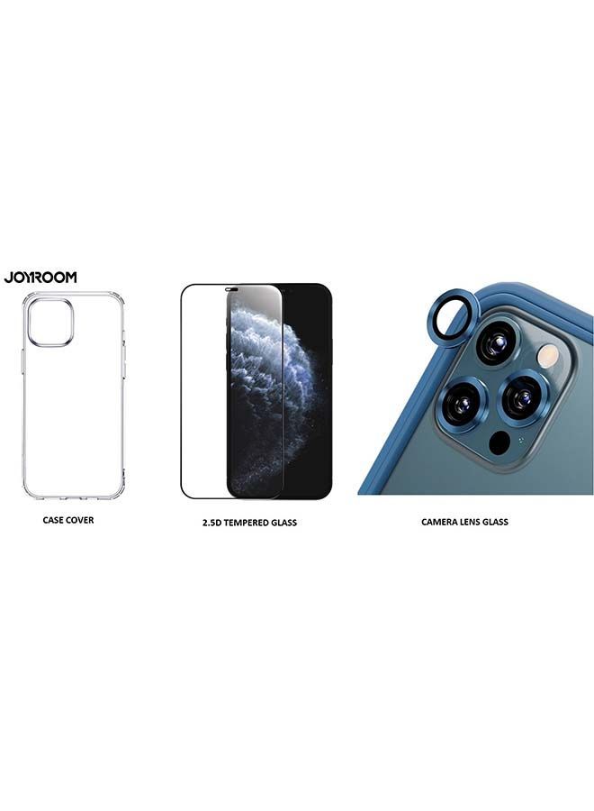 NIBEMINENT Case Cover/Screen Protector And Metal Ring Camera Lens For Apple iPhone 12 Black/Clear - Image 1