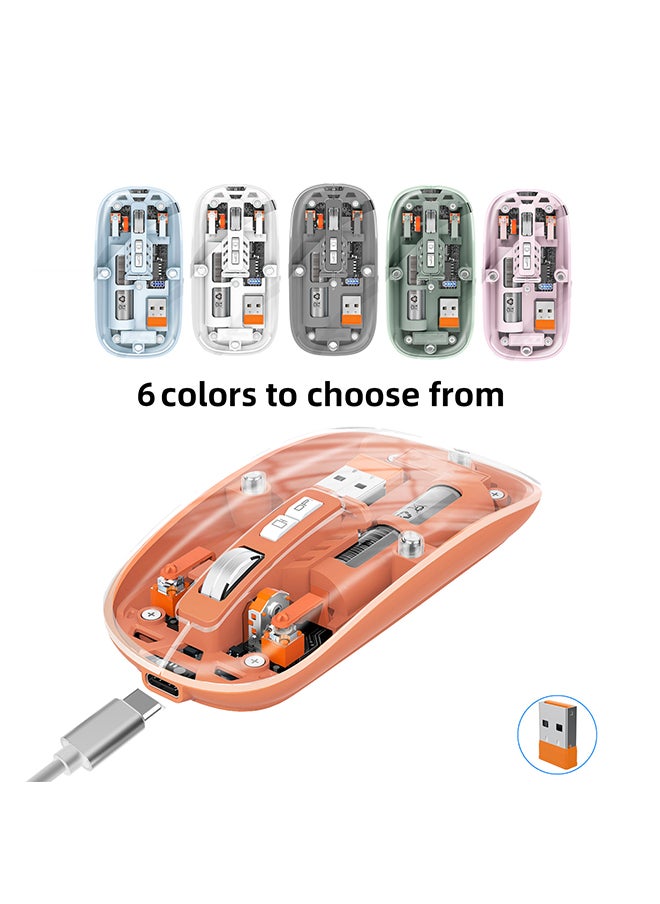 O Ozone - Bluetooth Wireless Mouse, Transparent Magnetic Mouse Triple Mode USB C Rechargeable Slim Silent Computer Mice - Orange - Image 1