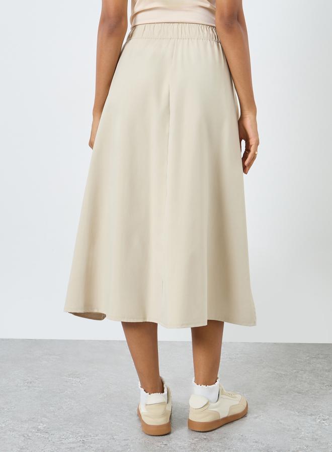 Take Two Beige A-Line Midi Skirt - Image 4