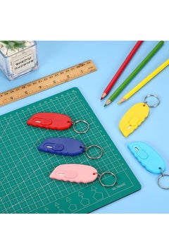 Excefore 12 Pack Mini Box Cutter Package Opener Retractable Utility Small Box Cutter Portable Mini Keychain Letter Opener Plastic Letter Opener Slide Open with Keychain Hole for Box Letter Envelope  - Image 5