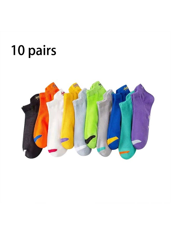 Zeemey Men's trendy 10 pairs socks set - colorful street style invisible socks - breathable and comfortable short socks - Image 1