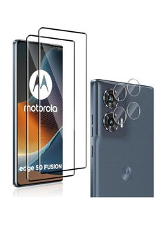 2 + 2 Pack Screen Protector with Camera Lens Protector, Compatible with Moto Edge 50 Fusion 5G, Full Coverage Tempered Glass Film for Moto Edge 50 Fusion