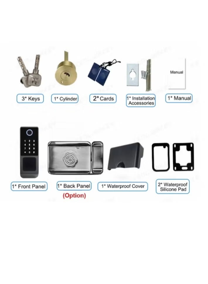 AL RAID Fingerprint Door Lock, Waterproof, Arabic Voice Service, Outdoor Gate Lock, Graffiti Application, Digital Password, IC Card, Keyless Front Door Electronic Lock - Image 5