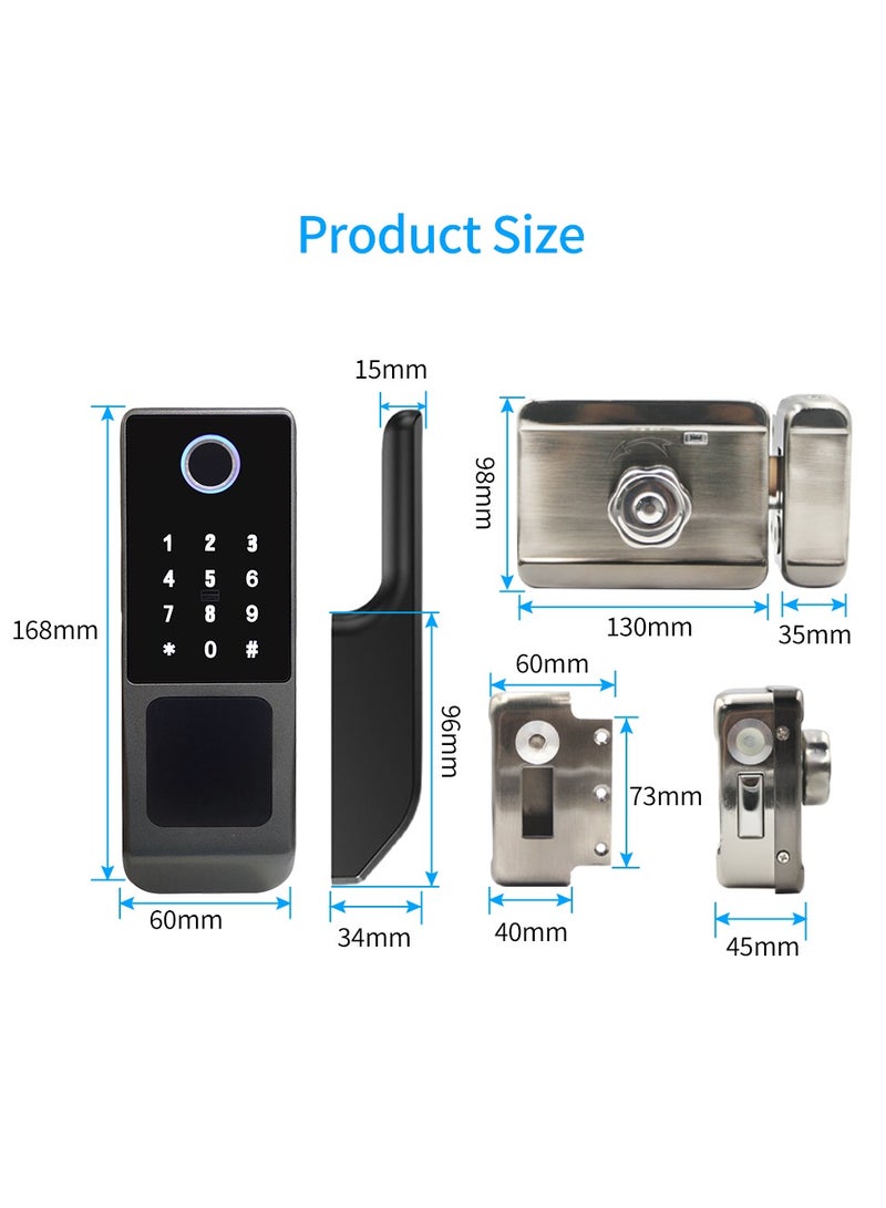 AL RAID Fingerprint Door Lock, Waterproof, Arabic Voice Service, Outdoor Gate Lock, Graffiti Application, Digital Password, IC Card, Keyless Front Door Electronic Lock - Image 3