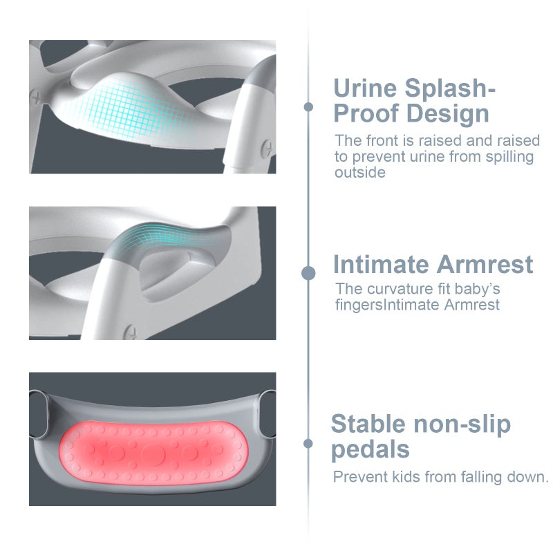 GLAF Potty Training Toilet Seat for Toddler Potty Chair with Step Stools Ladder for Boys Girls 2 in 1 Adjustable Kids Potty Seat with Anti-Slip Pads Comfortable Cushion (Grey) - Image 4