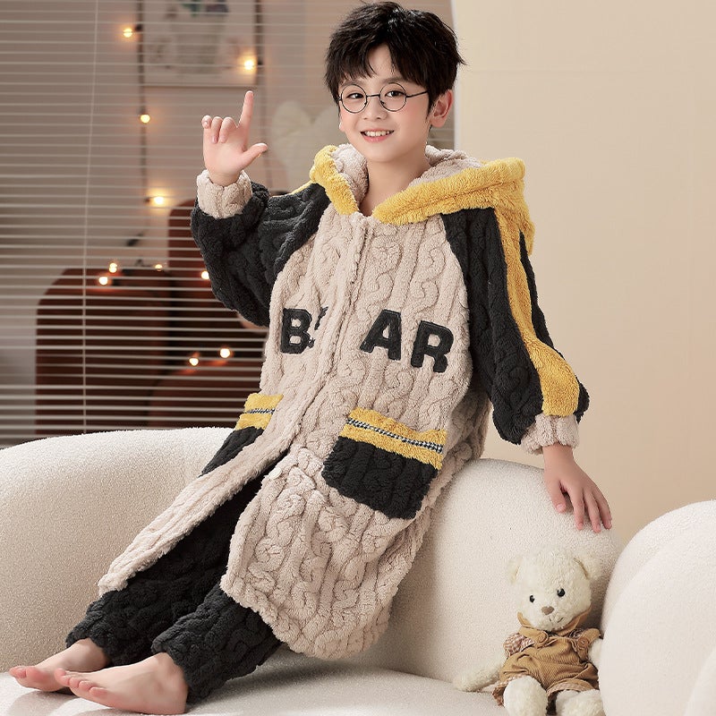 Children'S Pajamas For Boys, Coral Fleece, Thickened, , Boys' Sleepwear, Bathrobe - Image 1