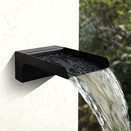 PONDO 304 Stainless Steel Made Exquisite Handcrafted Waterfall Spout for Landscape, Water Fountain Spout Scupper Luxury Decoration for Pools, Ponds, Water Walls (Black Powder Coating) - Image 1