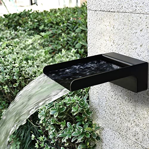 PONDO 304 Stainless Steel Made Exquisite Handcrafted Waterfall Spout for Landscape, Water Fountain Spout Scupper Luxury Decoration for Pools, Ponds, Water Walls (Black Powder Coating) - Image 2