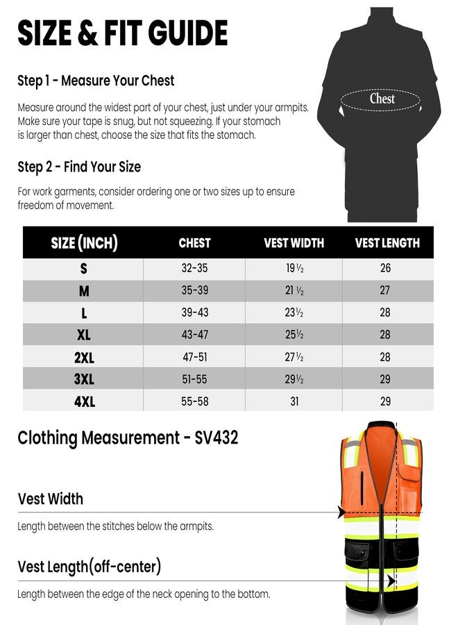 ArcRidge Reflective Safety Vest for Men and Women - Class 2 High Visibility Construction Vest - Dual Tone Reflective Strips, Orange-black, L - Image 5