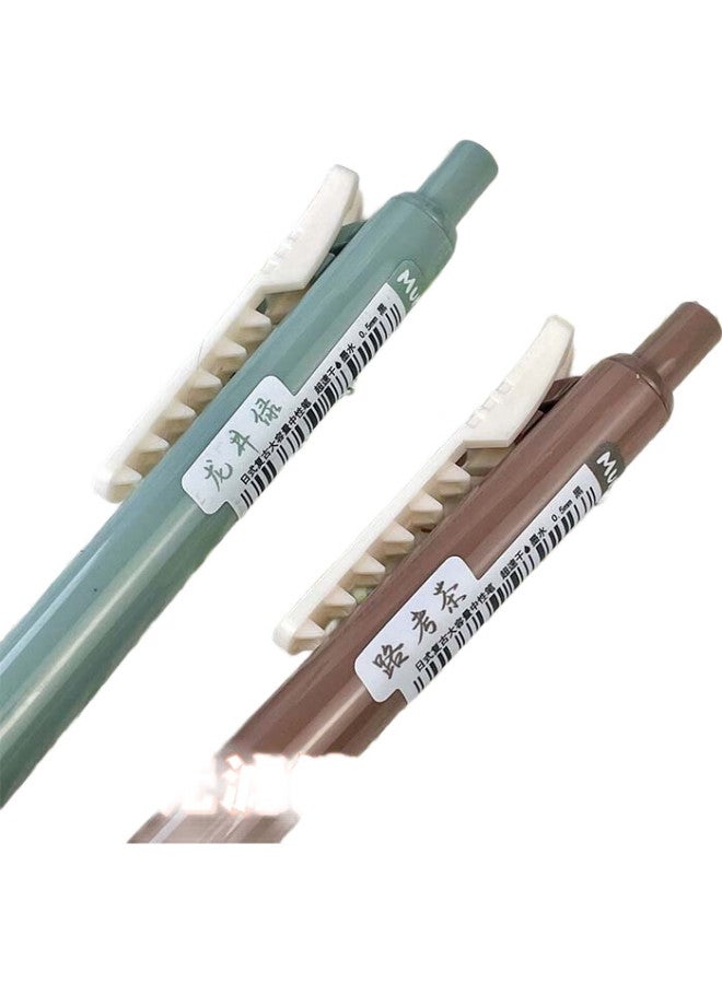Mule Gel Pens, Stylish Retractable Vintage Colorful 0.5Mm Gourd-Shaped Drawing And Journaling Pens, Highlighters, 3-Pack In Pine Green + Edo Purple + Showa Blue M-8922 - Image 3