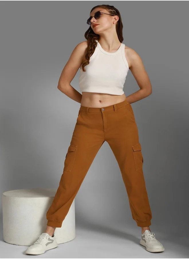 HIGH STAR Women Tan Trousers