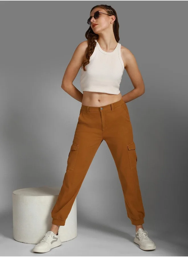 HIGH STAR Women Tan Trousers