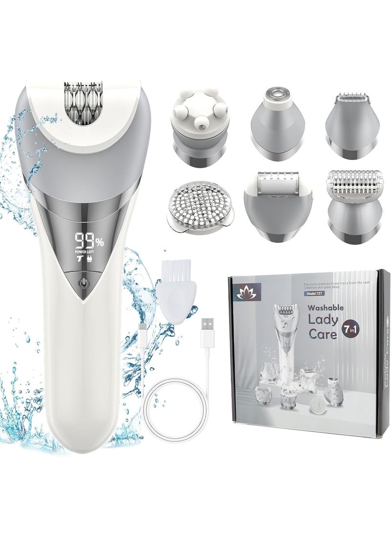 7 in 1 Epilator, Hair Removal for Women, Shaver, Bikini, Face Razor, Facial Brush, Face Massage and Body Exfoliator, IPX6 Waterproof Painless Lady Shaver Wet & Dry, 2 Speeds - pzsku/ZFC1A99D65200C3E21B95Z/45/_/1739172956/4f922927-6dcd-4909-8832-54910f9cff92