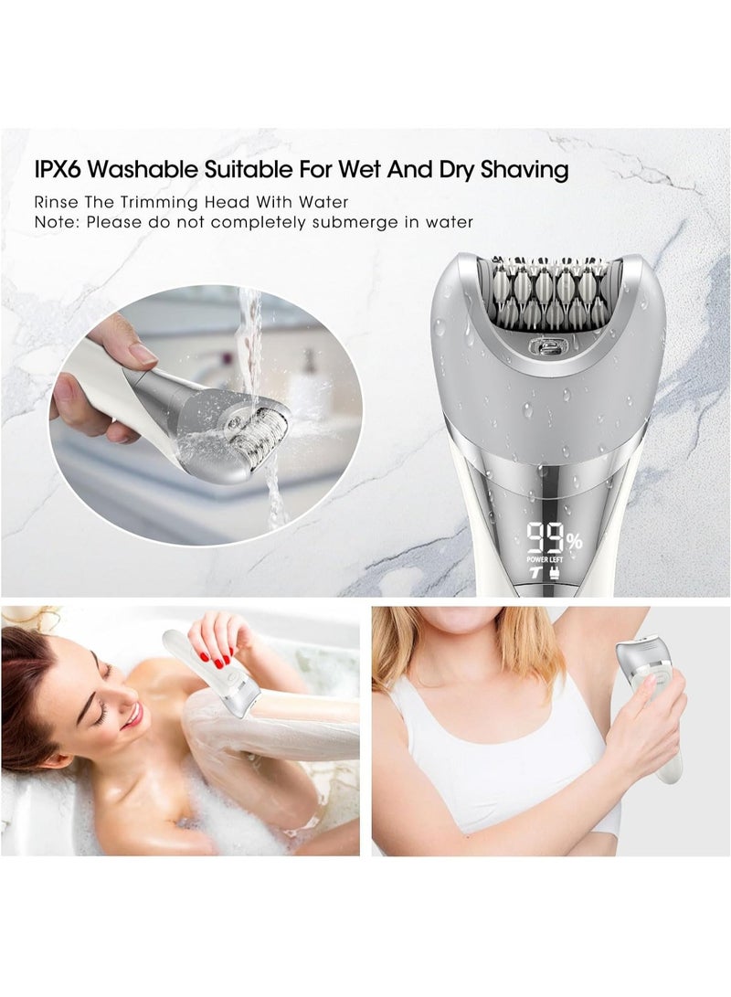 7 in 1 Epilator, Hair Removal for Women, Shaver, Bikini, Face Razor, Facial Brush, Face Massage and Body Exfoliator, IPX6 Waterproof Painless Lady Shaver Wet & Dry, 2 Speeds - Image 5