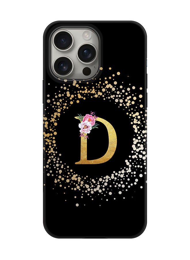 Stylizedd Tough Pro Magnetic Case for iPhone 16 Pro Max, Dual Layer hybrid PC + TPU Mobile Cover Matte - Custom Monogram Floral - D ( Black )  - Image 1