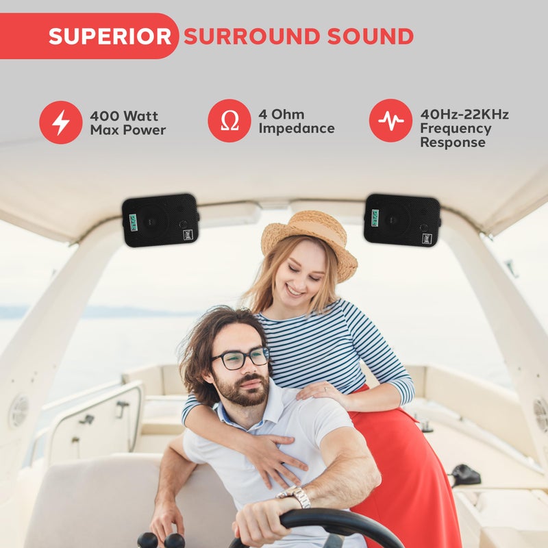 Pyle Home Dual Waterproof Outdoor Speaker System - 5.25 Inch Pair of Weatherproof Wall/Ceiling Mounted Speakers w/Heavy Duty Grill, Universal Mount - for Use in The Pool, Patio, Indoor PDWR40B (Black) - Image 3