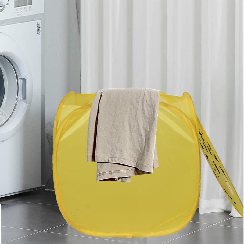 Kuber Industries Polyester Durable Collapsible Tiger Print Square Laundry BasketClothes Storage Box With Lid Side Handles45 LtrYellow - Image 5