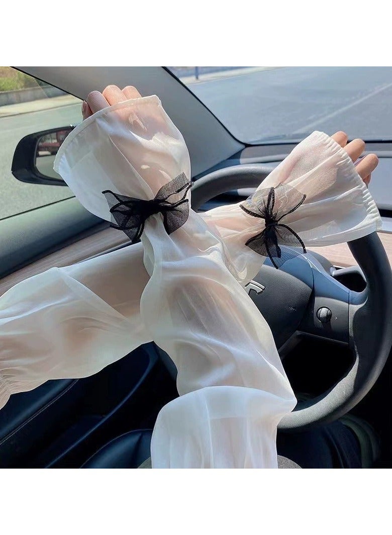 Goolsky 2025 New Butterfly Bow Ice Silk Arm Sleeves for Women – UV Protection Sun Gloves, Summer Cooling Anti-UV Hand Covers - Image 1
