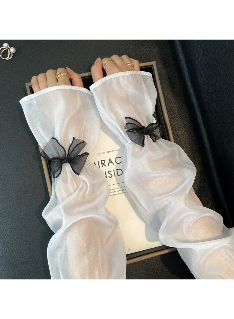 Goolsky 2025 New Butterfly Bow Ice Silk Arm Sleeves for Women – UV Protection Sun Gloves, Summer Cooling Anti-UV Hand Covers - Image 2