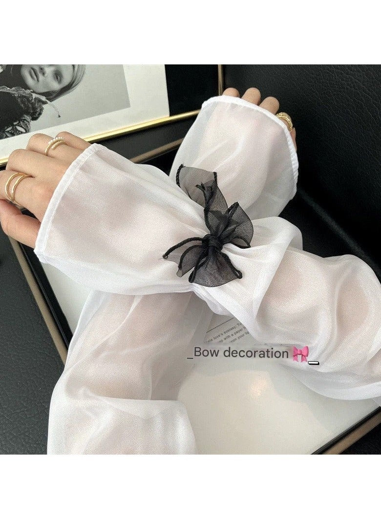 Goolsky 2025 New Butterfly Bow Ice Silk Arm Sleeves for Women – UV Protection Sun Gloves, Summer Cooling Anti-UV Hand Covers - Image 4