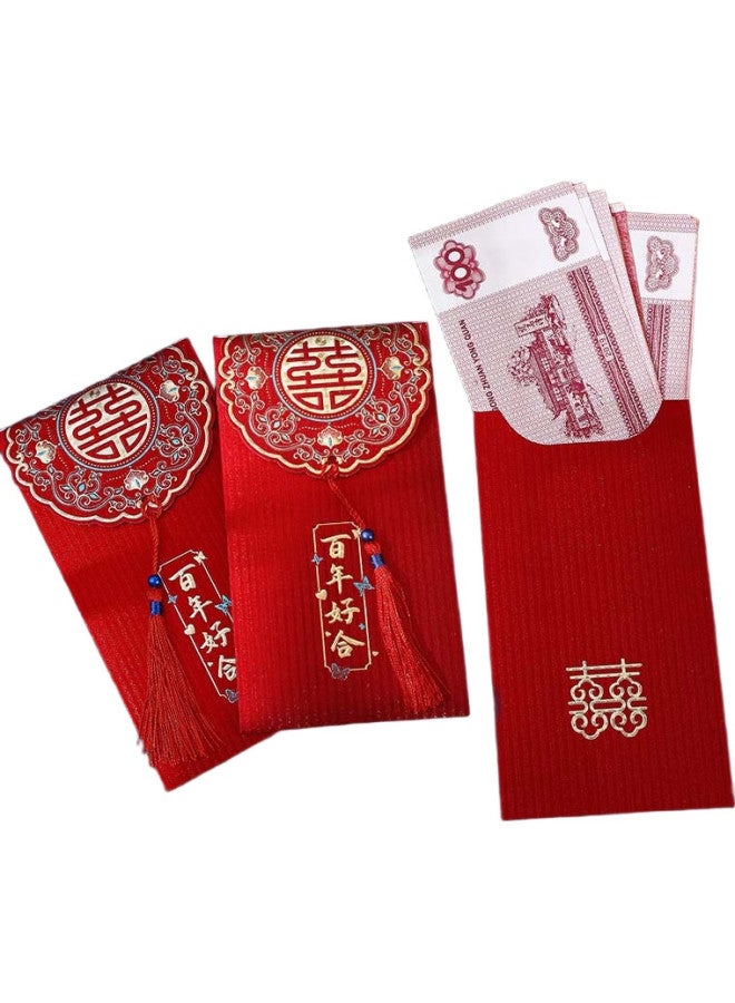 June Bride Tassel Red Envelope, Wedding Celebration, 100 Years Of Happiness, Engagement, Tea Ceremony, Wedding Ceremony, 10,000 Yuan Red Envelope, 2 Pieces - Image 3
