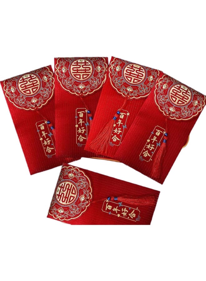 June Bride Tassel Red Envelope, Wedding Celebration, 100 Years Of Happiness, Engagement, Tea Ceremony, Wedding Ceremony, 10,000 Yuan Red Envelope, 2 Pieces - Image 1
