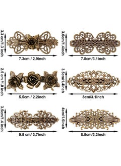 Geyoga 6 Pieces Vintage Hair Barrettes/ Clips For Women Retro French Flower Metal Bronze Girl Hair Styling Pins/ Accessories  - Image 3