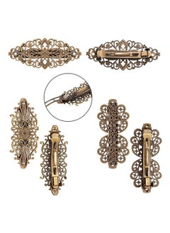 Geyoga 6 Pieces Vintage Hair Barrettes/ Clips For Women Retro French Flower Metal Bronze Girl Hair Styling Pins/ Accessories  - Image 5