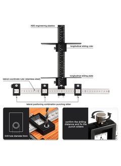 KASTWAVE Cabinet Hardware Jig Tool, Adjustable Punch Locator Drill Template Guide, Multifunctional Woodworking Aids Wood Drilling Dowelling Guide For Installation of Handles Knobs on Doors And Drawer (Black)  - Image 4
