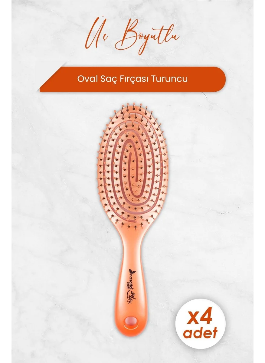 ناسكيتا Three Dimensional Oval Hair Brush Orange x 4 Pcs