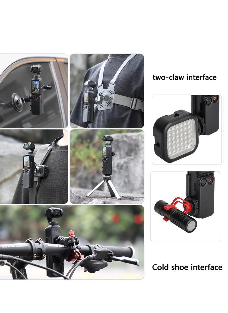 Sunnylife Camera Mount Stand Extension Adapter for DJI Osmo Pocket 3 Case Holder  Protective Cage Cold Shoe Light Microphone Tripod Mount Bracket Holder Backpack Clip Bike Clamp Handle Frame Accessories for Osmo Pocket 3  - Image 3