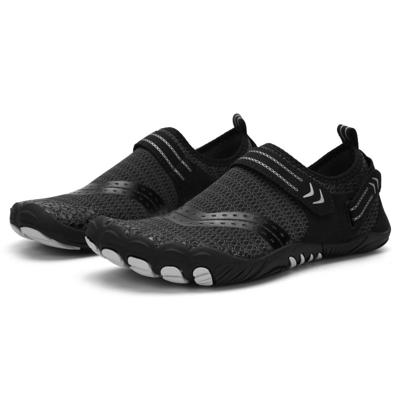 Quick Dry Trekking Shoes: Black Size 38, Flexible Spandex Upper, Anti-slip Thick Rubber Sole - Breathable Air Holes, EVA Vent Insole, Adjustable Fastener Tapes for Outdoor Trekking, Beach Activities - Image 1