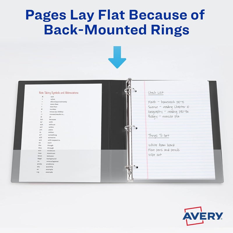 AVERY Durable Clear View 3 Ring Binders, 3 Inch EZD Rings, 2-Pack of White Binders (35307) - Image 5