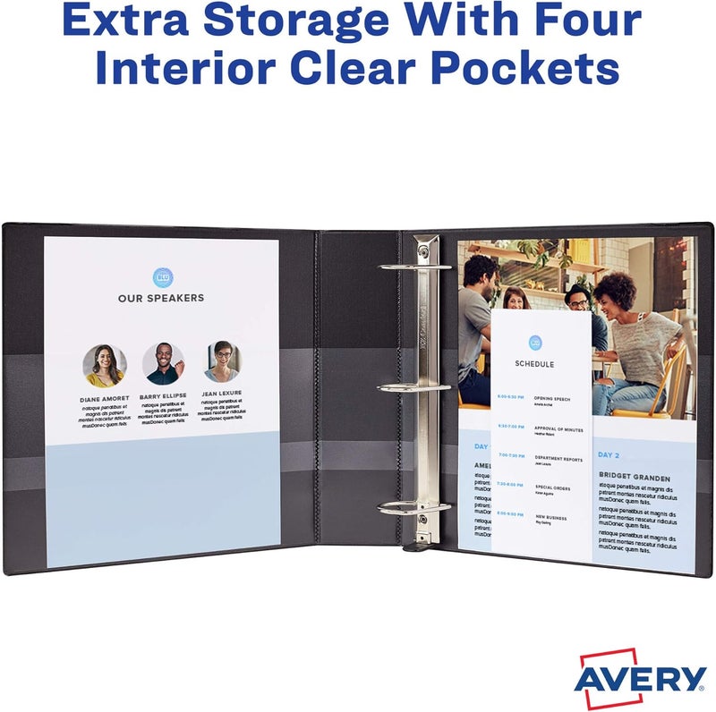 AVERY Durable Clear View 3 Ring Binders, 3 Inch EZD Rings, 2-Pack of White Binders (35307) - Image 4