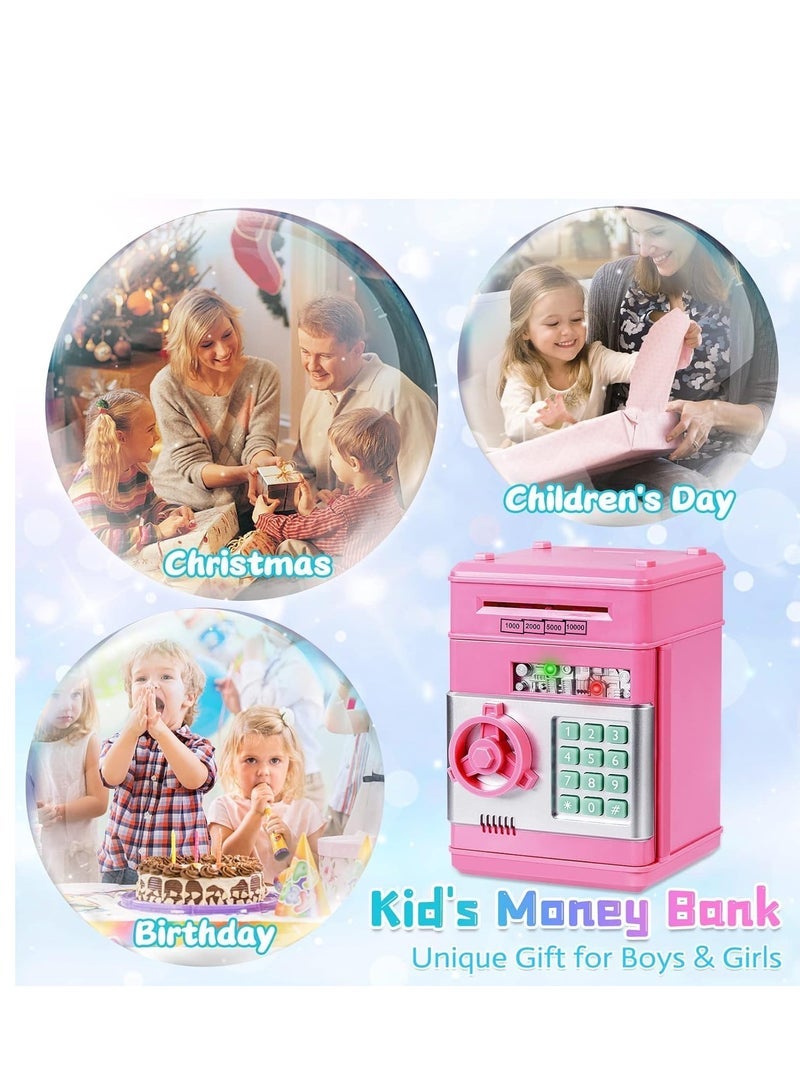 Piggy Bank for Girls 4-11 Years Old,Refasy Kids Safe Bank for Boys Christmas Birthday Gifts Toy for Kids Electronic ATM Money Bank Adults Money Saving Box Safe Coin Bank Toy Kids Toys Pink - Image 5
